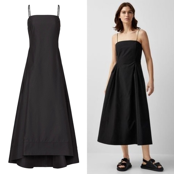 3.1 PHILLIP LIM 90s Square Neck Sleeveless Double Strap Fit & Flare Midi Dress 4 - Picture 4 of 9